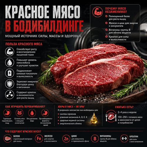 Красное мясо в бодибилдинге: один из лучших продуктов для набора мышечной массы